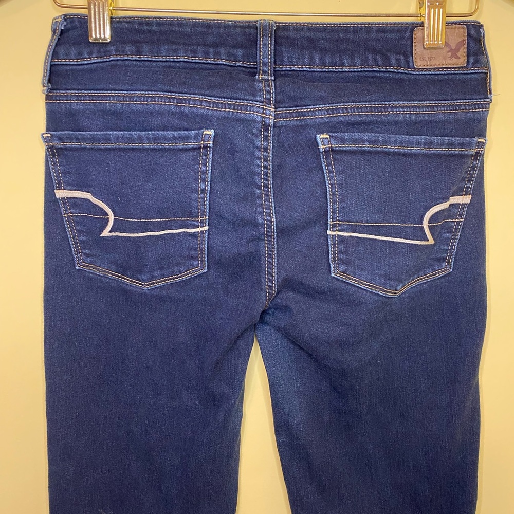 American Eagle Women’s Dark Denim Stretch Skinny Jeans Size 2 - Picture 6 of 7